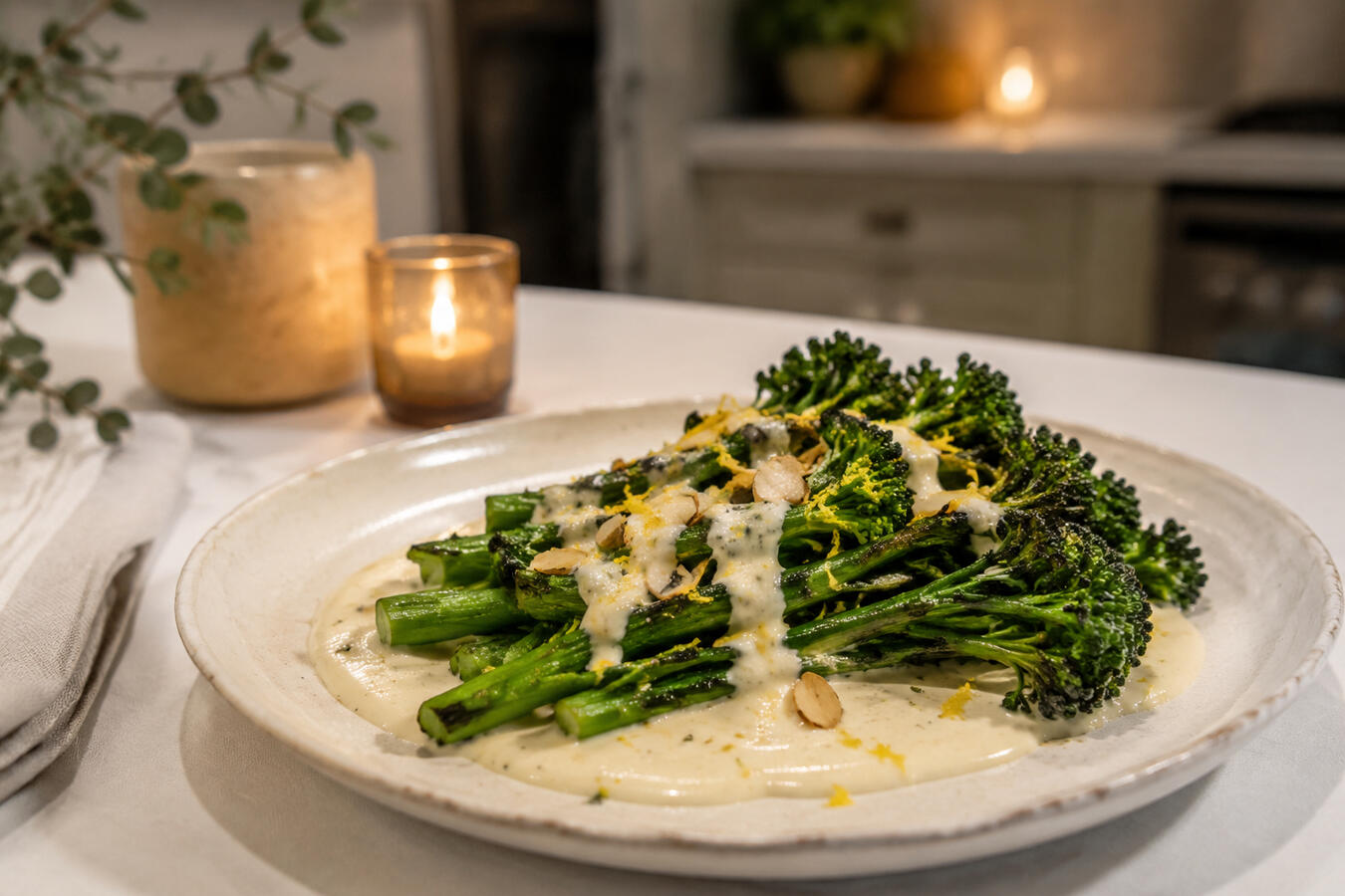 Broccolini with Parmesan Cream